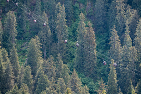 Hoonah, AK - 7 June 2022: New cable car ride to mountain top at Icy Strait Point Alaskaのeditorial素材