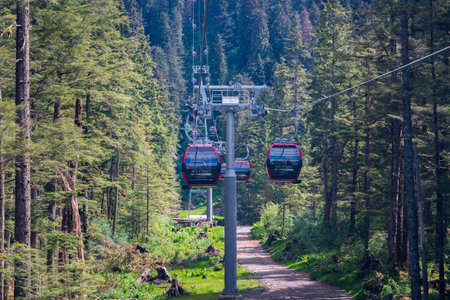 Hoonah, AK - 7 June 2022: New cable car ride to mountain top at Icy Strait Point Alaskaのeditorial素材