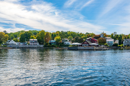 Essex, NY - 30 September 2022: The Old Dock restaurant on the dockside in Essex New York Stateのeditorial素材