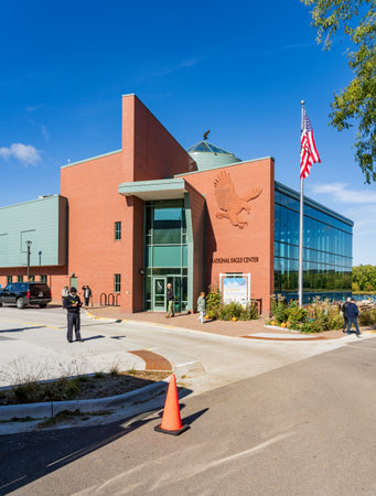 Wabasha, MN - 15 October 2023: Modern building housing the National Eagle Center in Wabasha Minnesotaのeditorial素材
