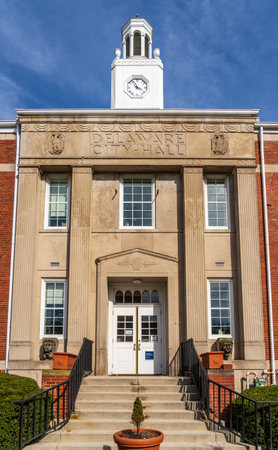 Cupola on the roof above the main entrance to the Delaware City Hall in Delaware County, Ohioの写真素材