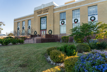 Gillespie County Courthouse in the historic city of Fredericksburg in Texasの写真素材