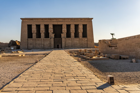 Exterior of the temple of Hathor at Dendara is one of best preserved Temple Complexes in Egyptの写真素材