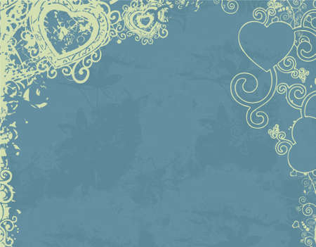 blue floral background decoration with heart (vector eps format)のイラスト素材