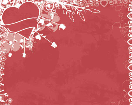 red floral background decoration with heart (vector eps format)のイラスト素材