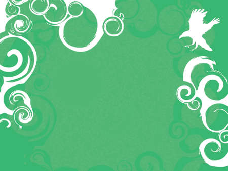 floral background with flying hawk silhouette (vector eps format)のイラスト素材