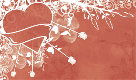 red floral background decoration with heart (vector format)のイラスト素材