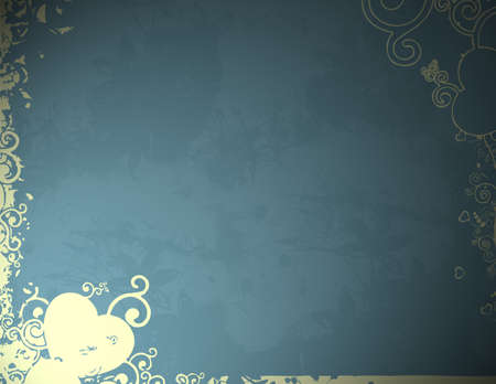 blue floral background decoration with heartの写真素材