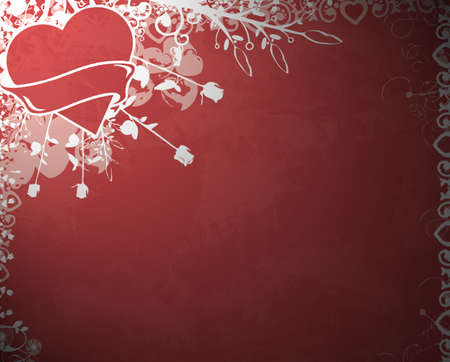 red floral background decoration with heartの写真素材