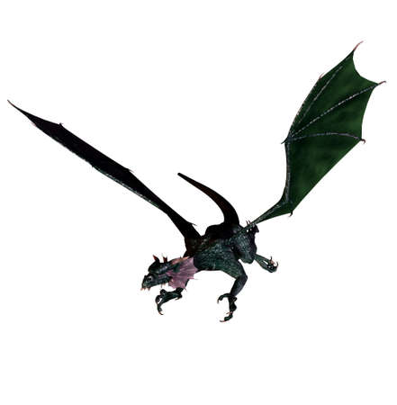 isolated dragon flying on white background - 3d renderの写真素材