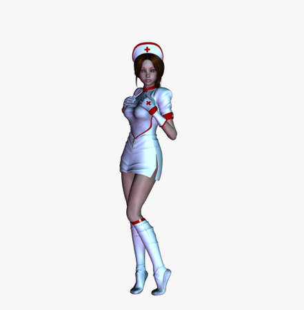 isolated sexy nurse on white background 5 - illustrationの写真素材