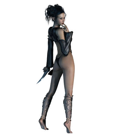 isolated sexy dancer girl on white background - illustrationの写真素材