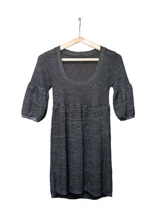 gray shiny dress with sleeves, white backgroundの写真素材