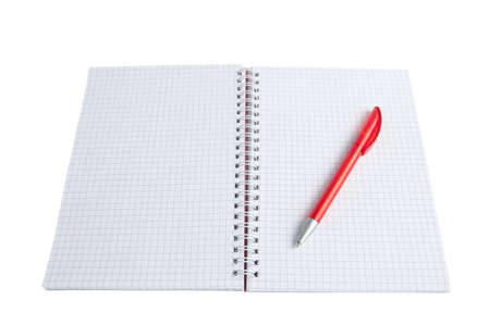 open notebook and pen on a white background
