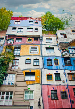 Hundertwasser House. Austria, Viennaのeditorial素材