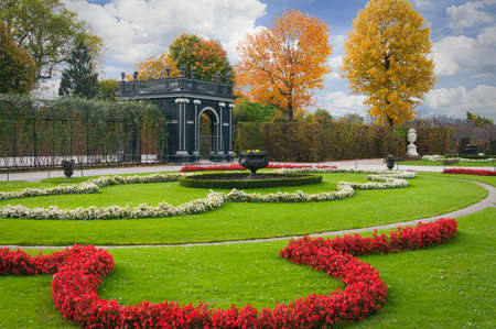 beautiful autumn garden. Schonbrunn, Viennaのeditorial素材