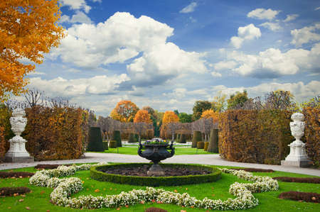 beautiful autumn garden. Schonbrunn, Viennaのeditorial素材