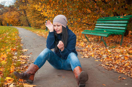 girl crying in depression and frustrationの写真素材