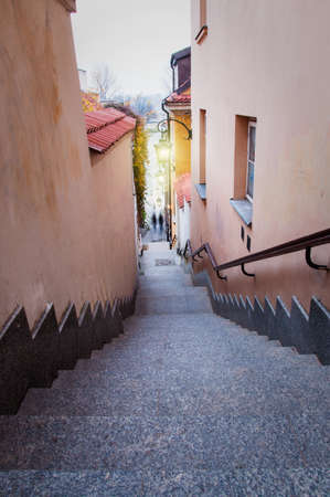 stage in the old townの写真素材