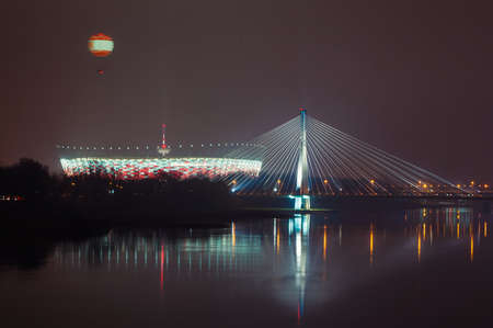 National Stadium in Warsaw at nightのeditorial素材
