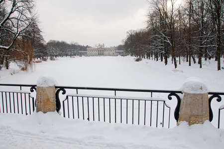 Lazienki Park in winter. Poland, Warsaw.の写真素材