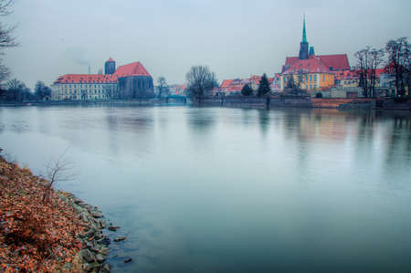 Old Town in the morning on the river Odra. Wroclaw.の写真素材