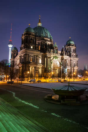 Berlin Dom by Night Nobodyの写真素材