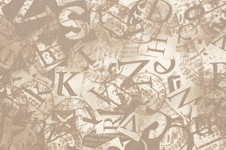 letters cut from newspaper, backgroundの写真素材