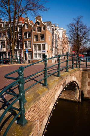 bridge over the canal in Amsterdamのeditorial素材