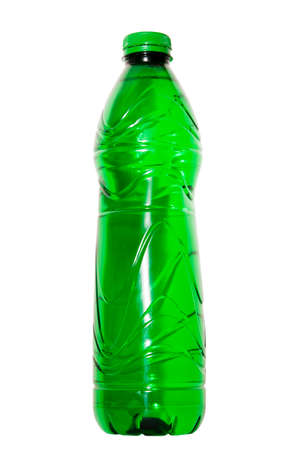 Plastic green bottle isolated on white backgroundの写真素材