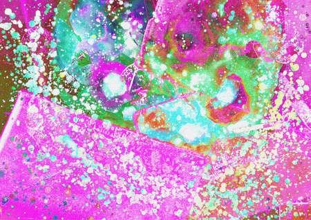 abstract background with green spots on paperの写真素材