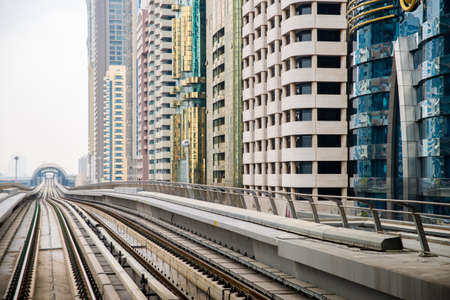 DUBAI, UAE -  4 MARCH, 2014: Dubai Metro as world's longest fully automated metro network (75 km)....