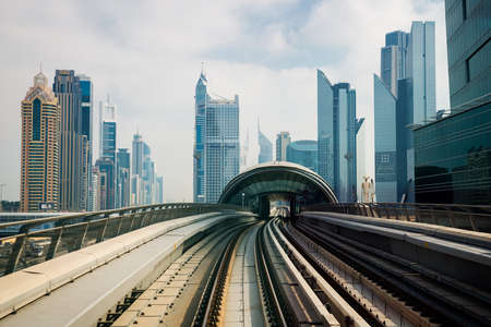 DUBAI, UAE -  4 MARCH, 2014: Dubai Metro as world's longest fully automated metro network (75 km)....
