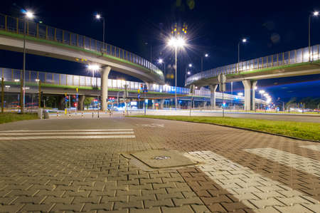 big bridge at night in Warsaw