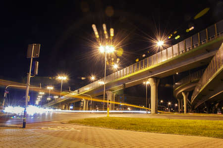 big bridge at night in Warsaw