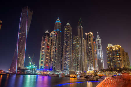 DUBAI, UAE - 3 MARCH, 2014: Modern skyscrapers in Dubai Marina, this is the most respectable area in Dubai. March 3, 2014 Dubai, UAE.のeditorial素材