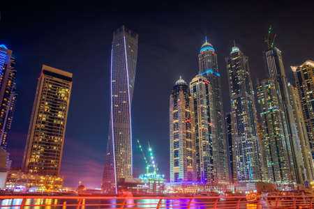 DUBAI, UAE - 3 MARCH, 2014: Modern skyscrapers in Dubai Marina, this is the most respectable area in Dubai. March 3, 2014 Dubai, UAE.のeditorial素材