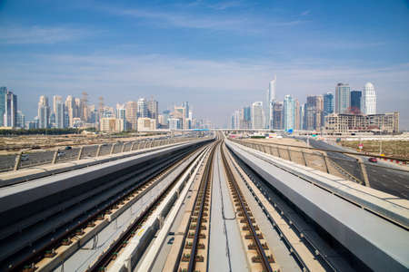 DUBAI, UAE -  5 MARCH, 2014: Dubai Metro as world's longest fully automated metro network (75 km). March  5, 2014 Dubai, UAE.のeditorial素材