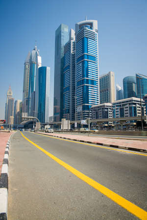DUBAI, UAE -  6 MARCH, 2014: Beautiful and modern skyscrapers in Dubai. March  6, 2014 Dubai, UAE.のeditorial素材