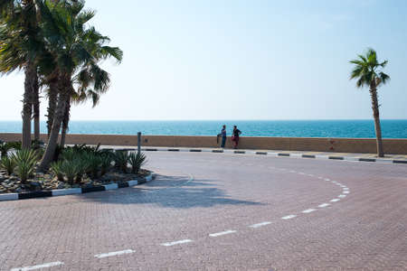 the road on palm island in Dubaiの写真素材