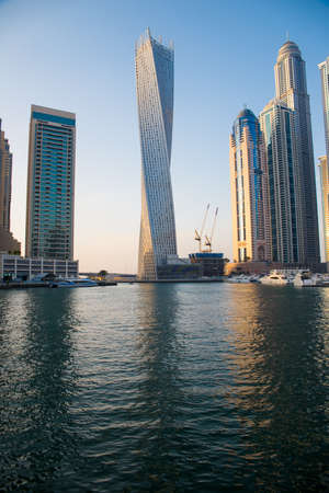 DUBAI, UAE - 3 MARCH, 2014: Modern skyscrapers in Dubai Marina, this is the most respectable area in Dubai. March 3, 2014 Dubai, UAE.のeditorial素材