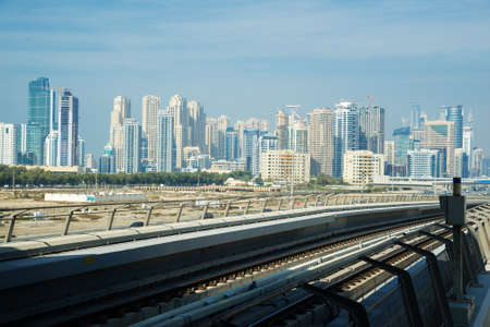 DUBAI, UAE -  5 MARCH, 2014: Dubai Metro as world's longest fully automated metro network (75 km). March  5, 2014 Dubai, UAE.のeditorial素材