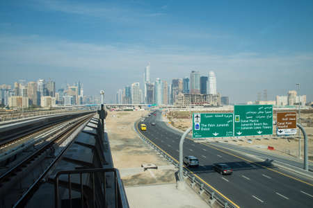 DUBAI, UAE -  5 MARCH, 2014: Dubai Metro as world's longest fully automated metro network (75 km). March  5, 2014 Dubai, UAE.のeditorial素材