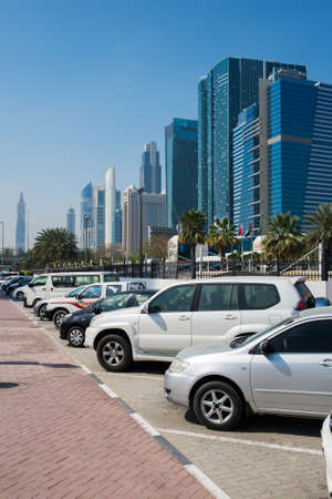 DUBAI, UAE -  6 MARCH, 2014: Beautiful and modern skyscrapers in Dubai. March  6, 2014 Dubai, UAE.のeditorial素材