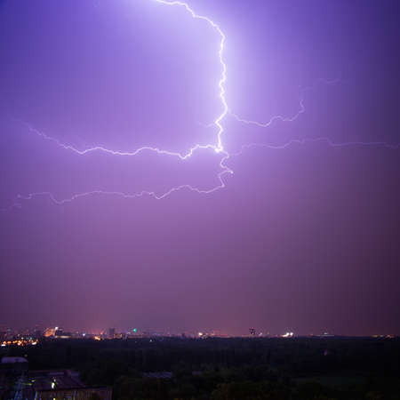 Lightning in the sky over the city