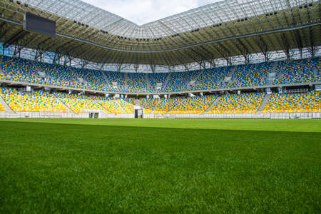 empty football stadium in the afternoonの写真素材