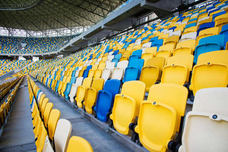 empty football stadium in the afternoonの写真素材
