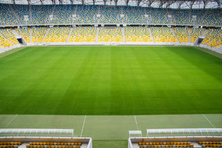 empty football stadium in the afternoonの写真素材