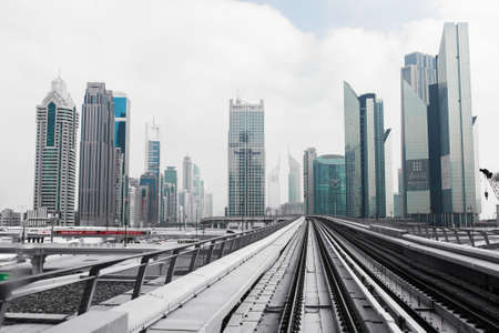DUBAI, UAE - 4  MARCH, 2014: Dubai Metro as world's longest fully automated metro network (75 km). March  4, 2014 Dubai, UAE.のeditorial素材