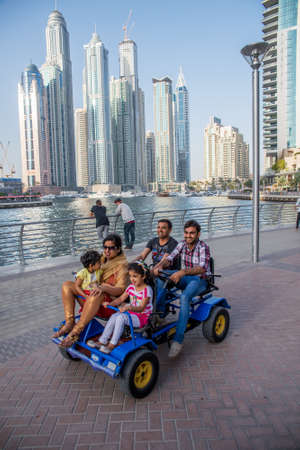 DUBAI, UAE - 7 MARCH, 2014: Modern skyscrapers in Dubai Marina, close up, in Dubai, UAE. Here is the tallest residential building in the world. March 7, 2014 Dubai, UAE.のeditorial素材